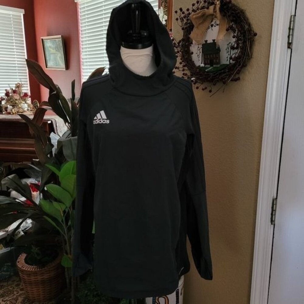 Girls Adidas Windbreaker Jacket Size XL Youth 15 16 Gray Hood Hoodie Athletic